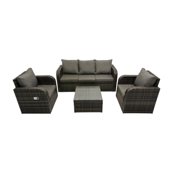 Ensembles de meubles de jardin 5 places canapés de terrasse avec chaise inclinable canapé 3 places gris foncé mixte