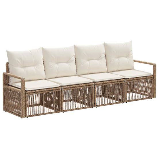 Ensemble de canapé de jardin 4 pc beige polyrotin