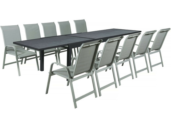Table extensible et chaises de jardin en aluminium