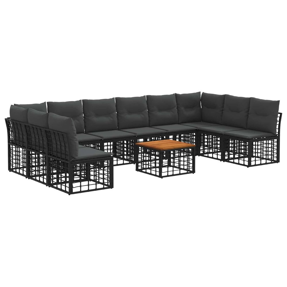 Ensemble de canapés d'extérieur 11 pc noir et gris foncé