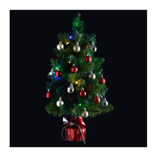 Sapin artificiel avec décoration et guirlande lumineuse h 50 cm