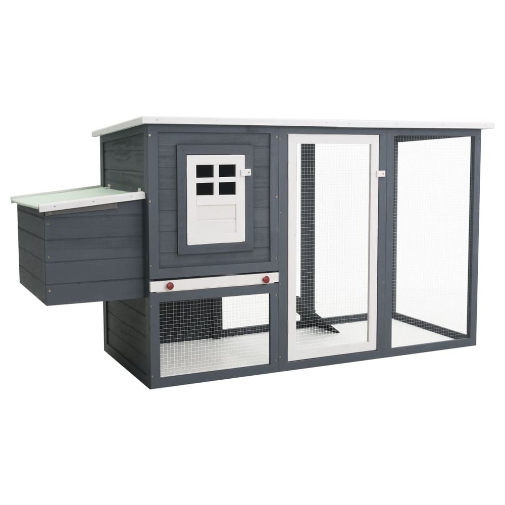Poulailler d'extérieur avec 1 nichoir 202 x 75 x 98 cm bois gris