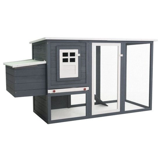 Poulailler d'extérieur avec 1 nichoir 202 x 75 x 98 cm bois gris