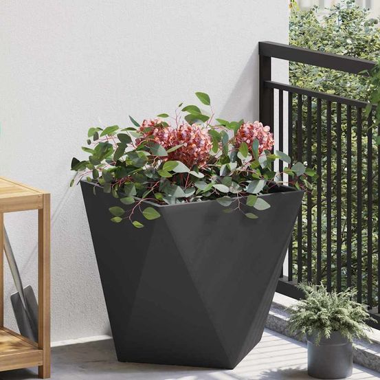 Jardinière carrée en acier pour extérieur jardin terrasse noir 50x50 cm