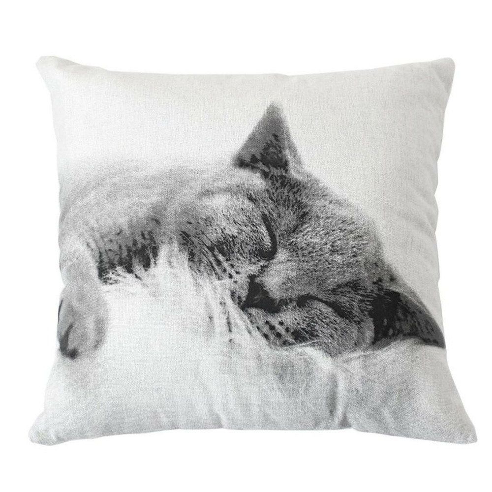 Coussin déco chat vickie 40x40cm écru