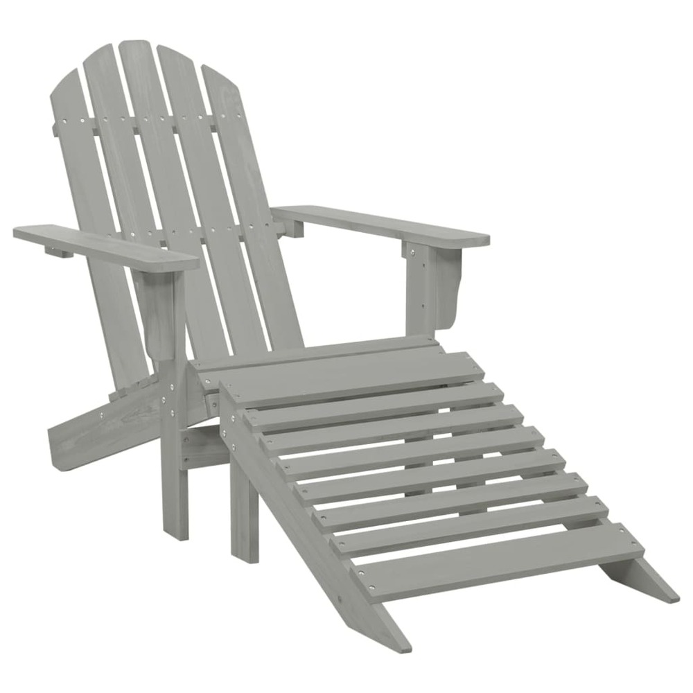 Chaise de jardin avec pouf bois gris