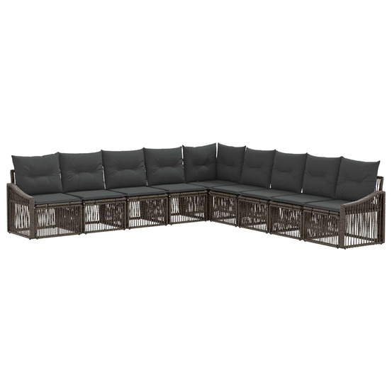 Ensemble de canapé de jardin 9 pcs gris polyrotin