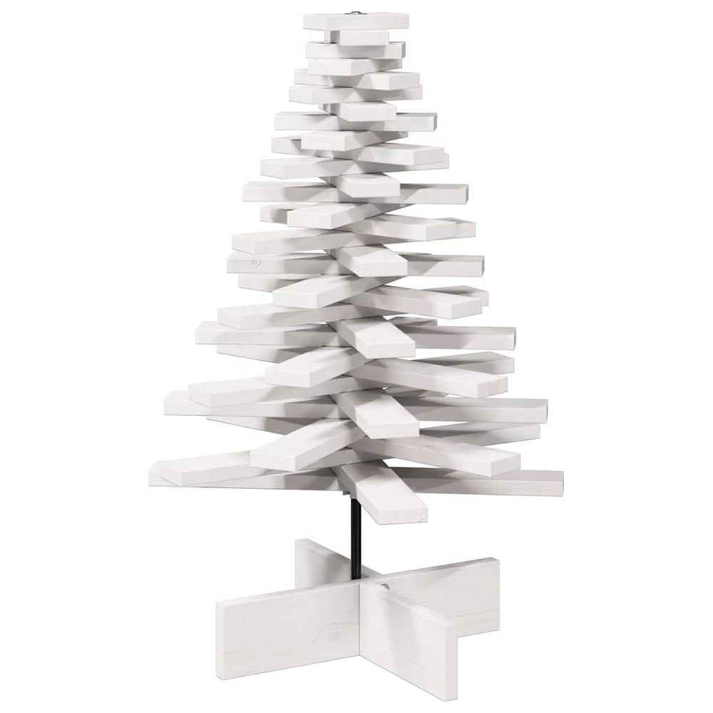 Arbre de noël en bois pour décoration blanc 80 cm pin massif