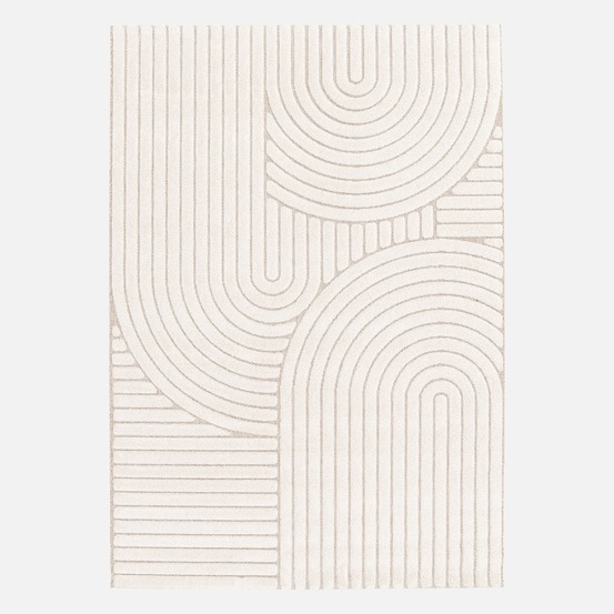 Tapis intérieur motif ethnique arches, poils ras, beige et crème