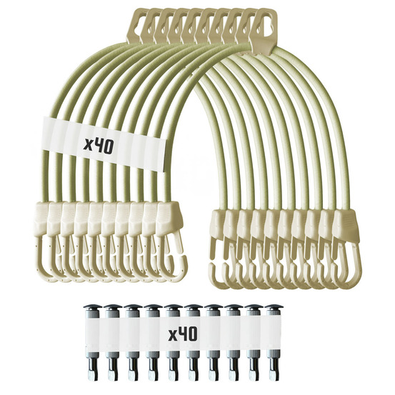 Pack 40 sandows piscine ivoire 8 mm tecplast + 40 pitons douille 12mm