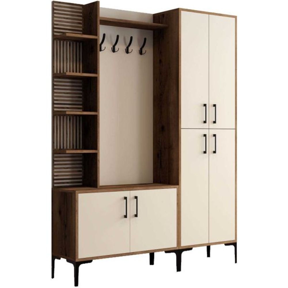 Meuble d'entrée en aggloméré viyana crème et noyer