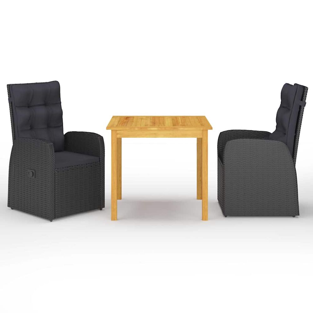 Ensemble à manger de jardin 3 pcs noir