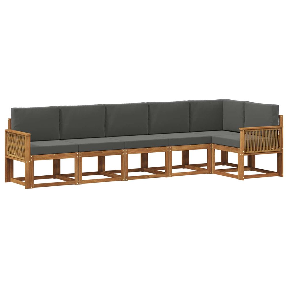 Ensemble de canapés d'extérieur 6 pc naturel et anthracite