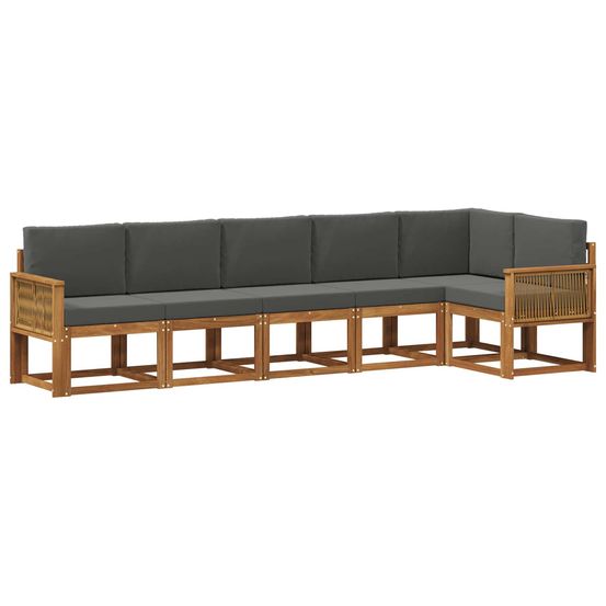 Ensemble de canapés d'extérieur 6 pc naturel et anthracite
