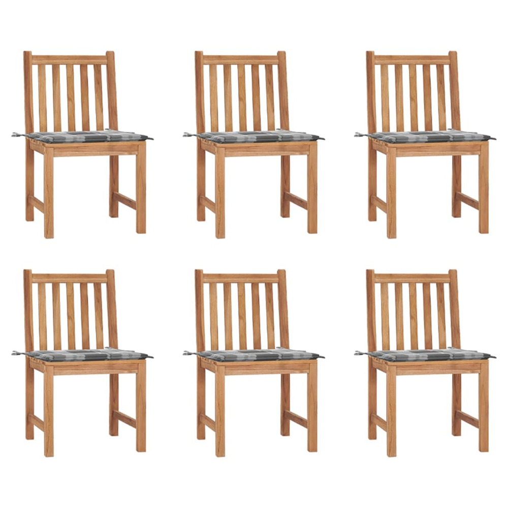 Chaises de jardin lot de 6 avec coussins bois de teck massif
