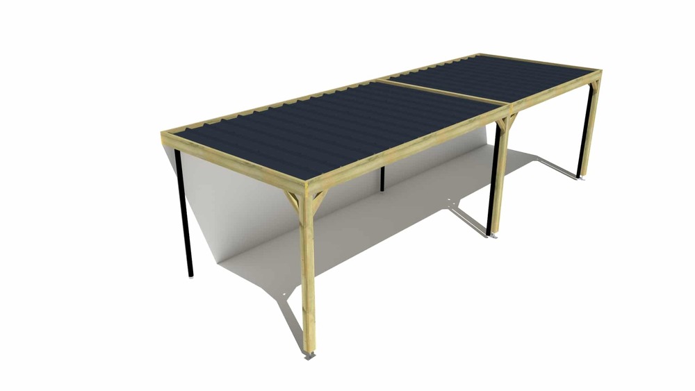 Carport bois • 9m x 3m • adossée • sens largeur • livraison comprise