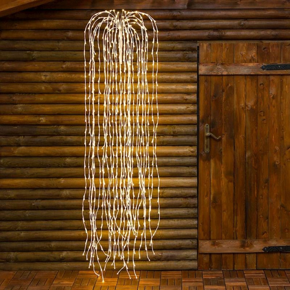 Branche lumineuse saule pleureur 2m argentée 800 microled blanc chaud fixe