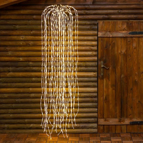 Branche lumineuse saule pleureur 2m argentée 800 microled blanc chaud fixe