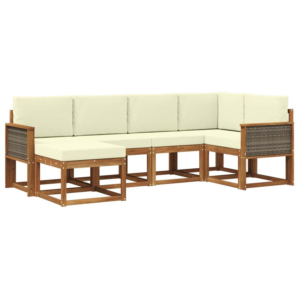 Ensemble de canapés d'extérieur 6 pc naturel et crème polyester