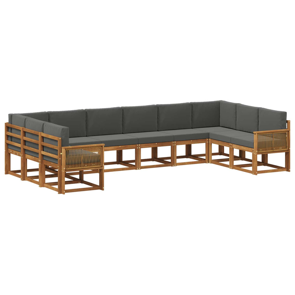 Ensemble de canapés d'extérieur 10 pcs naturel et anthracite