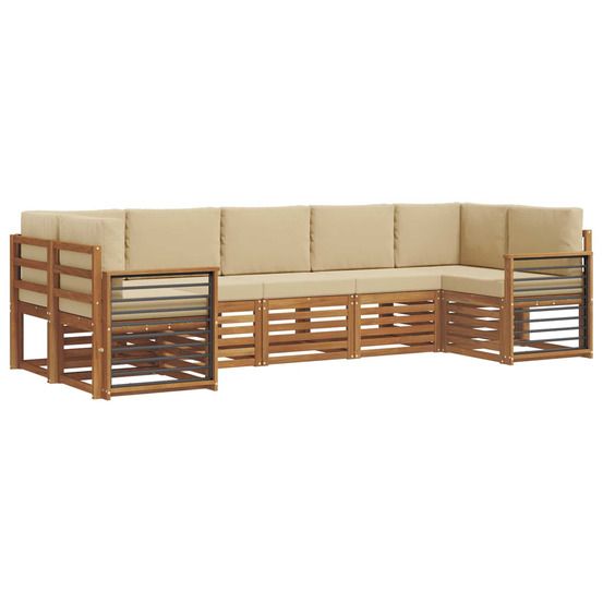 Ensemble de canapés d'extérieur 7 pc naturel et beige