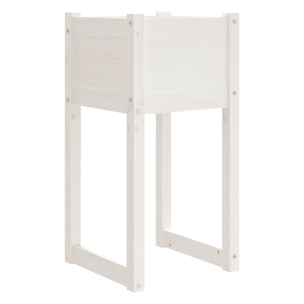 Jardinière d'extérieur blanc 40x40x81 cm bois massif de pin