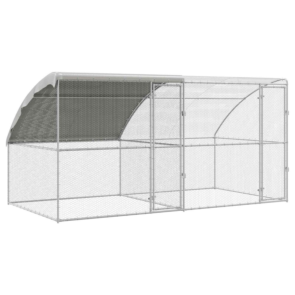 Cage à poules avec 2 portes 2 pièces argenté 400x200x200cm