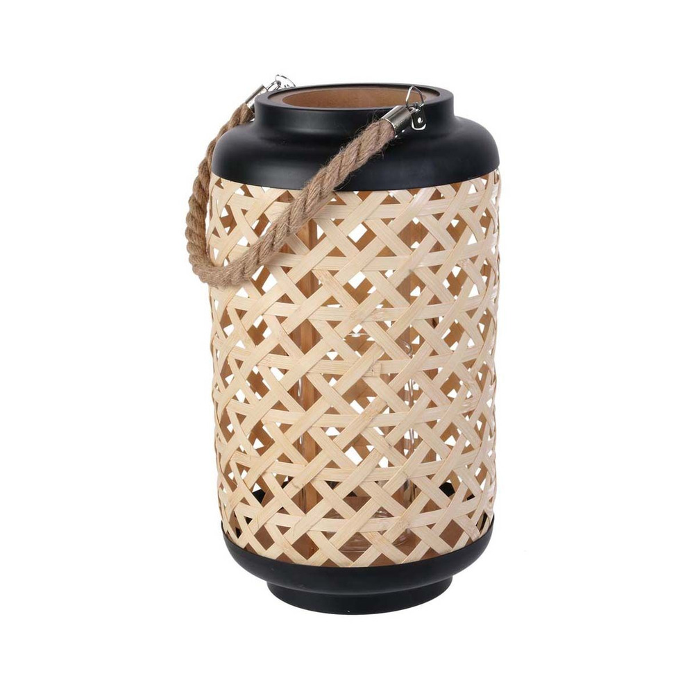 Lanterne en bambou tressé et verre 38 cm