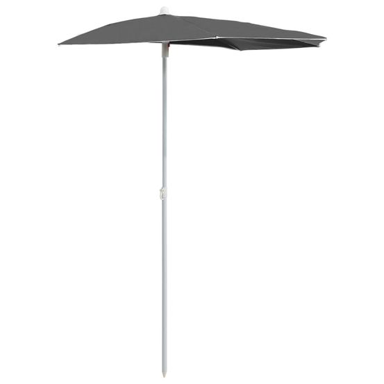Demi-parasol de jardin avec mât 180x90 cm anthracite