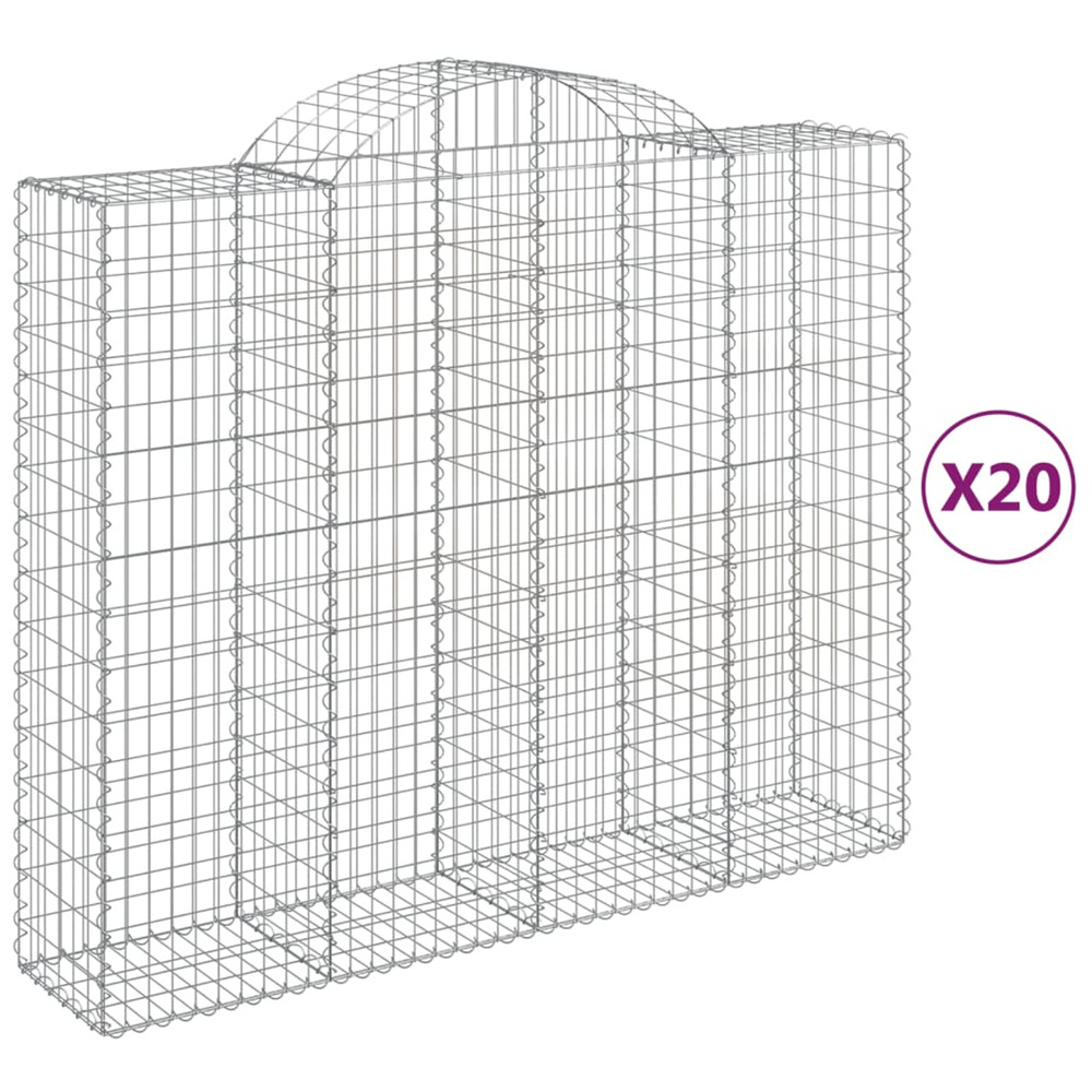 Paniers à gabions arqués 20 pcs 200x50x160/180 cm fer galvanisé