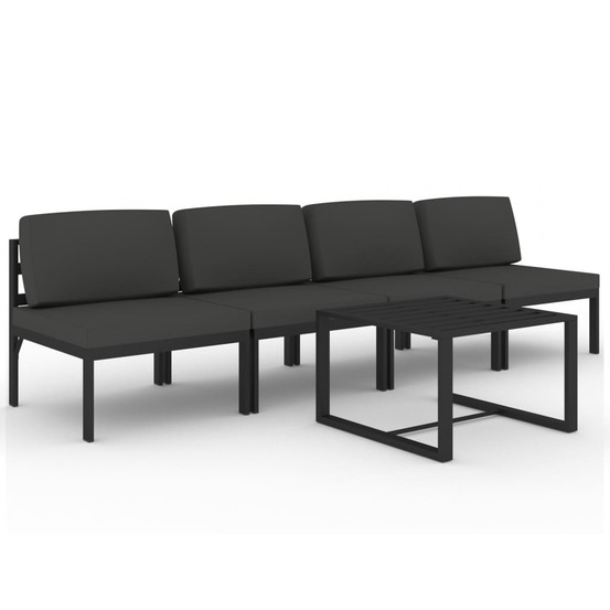 Salon de jardin 5 pcs avec coussins aluminium anthracite