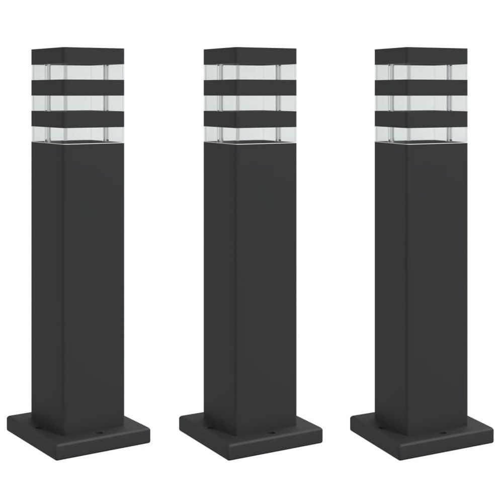 Lampadaires d'extérieur 3 pcs noir 50 cm aluminium