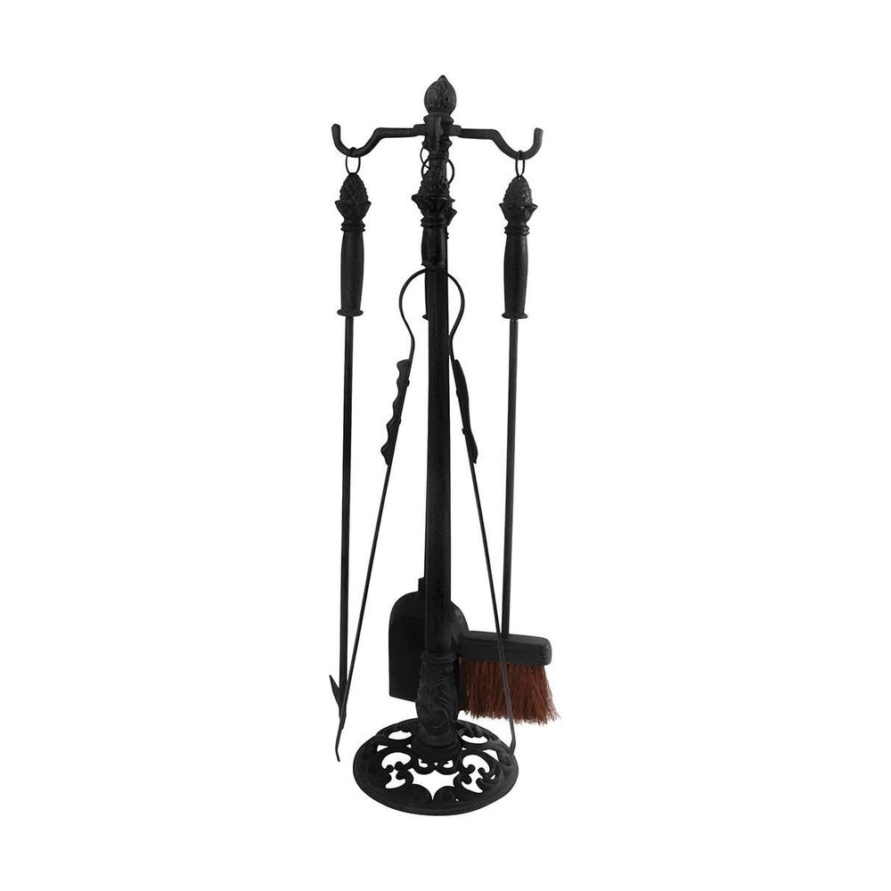 Set 4 accessoires de cheminée en fonte