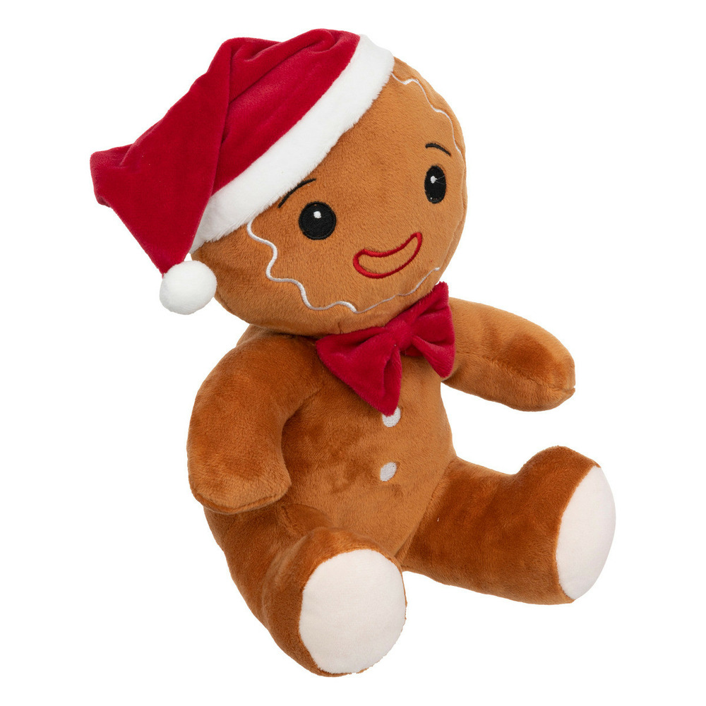 Déco de noël peluche pain d'épice avec bonnet de père noël h 25 cm