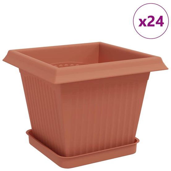 Pots de plantes 24 pc rouge brique plastique