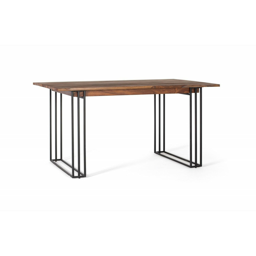 Table à manger bois-fer marron - laurélie décoration d'autrefois