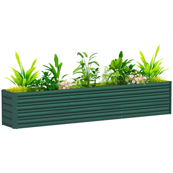 Grand carré potager acier galvanisé extérieur fond ouvert 240x40x45cm vert
