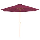 Parasol avec mât en bois 300 cm rouge bordeaux