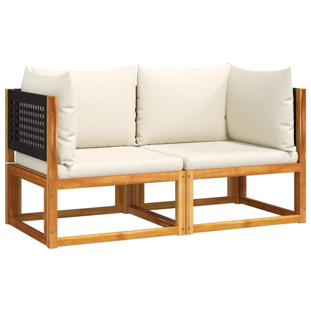 Canapés d'angle de jardin avec coussins 2 pcs bois d'acacia