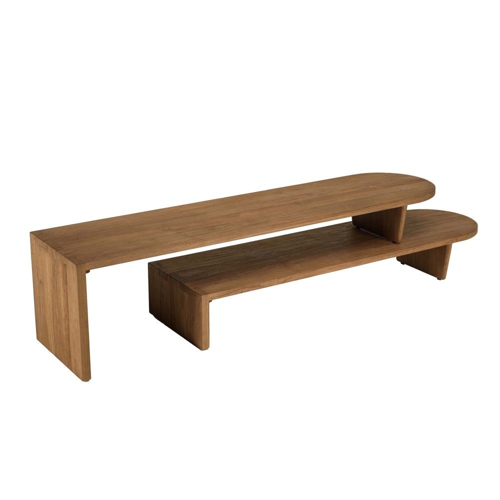 Meuble tv modulable en bois de teck recyclé naturel l160