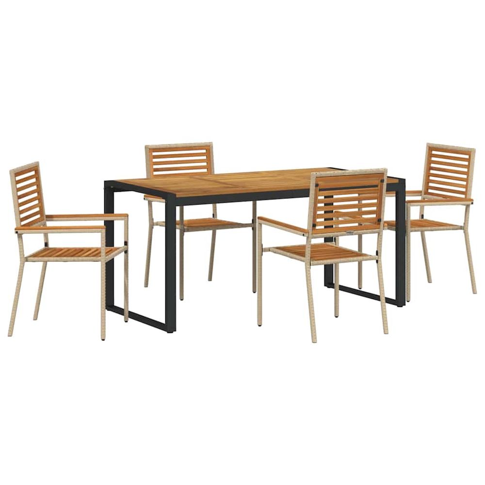 Ensemble de salle à manger pour jardin 5 pc beige et marron