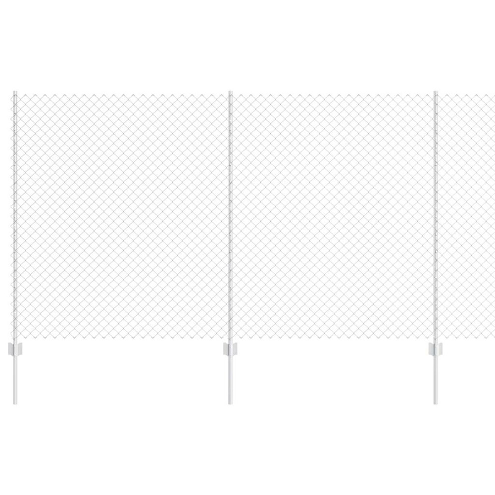 Clôture avec poteau argenté 1,4 x 10 m acier