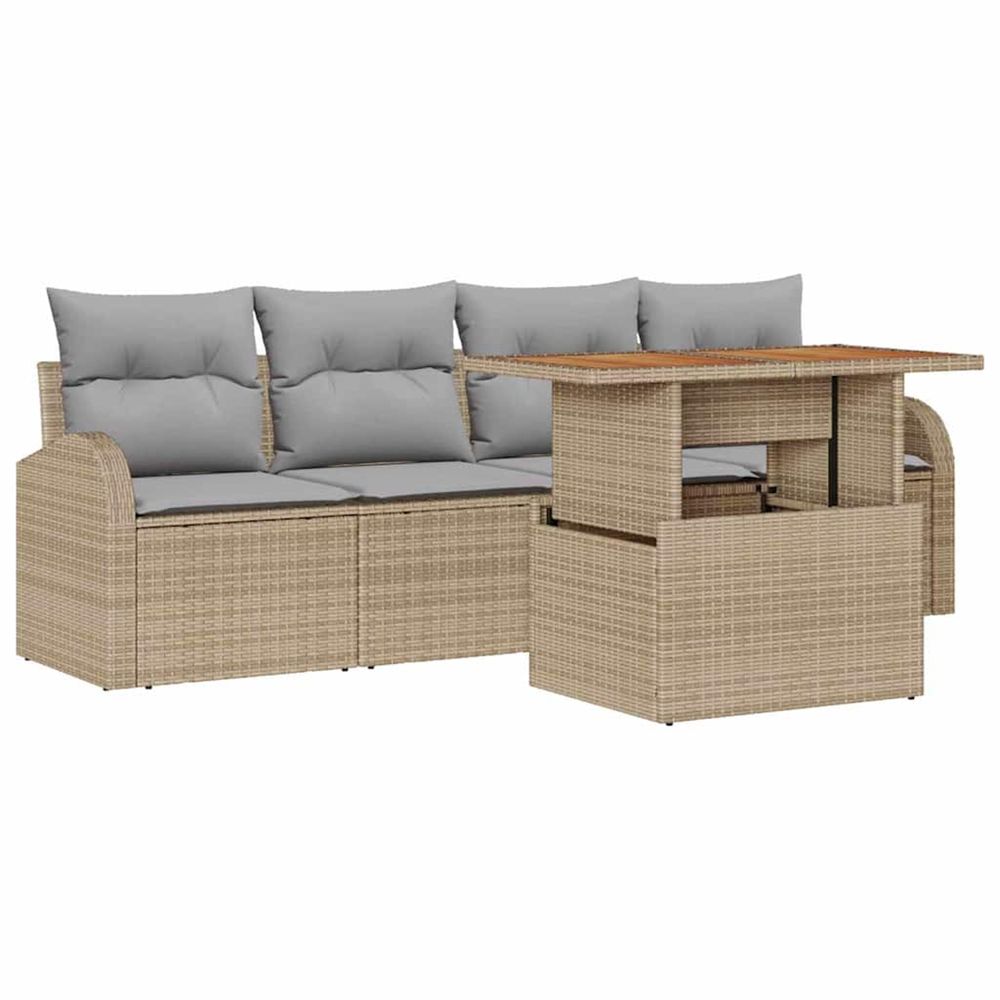 Ensemble de canapé de jardin 5 pc beige poly rotin