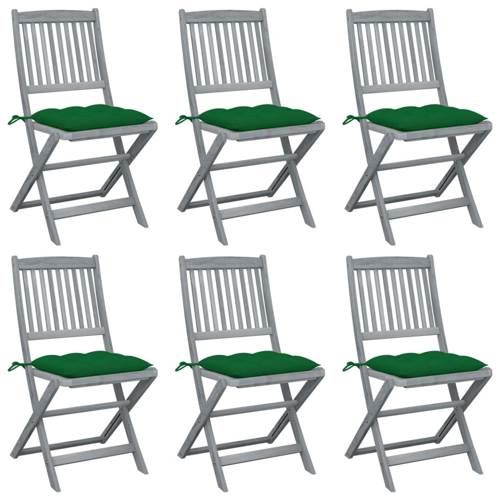 Chaises pliables d'extérieur lot de 6 et coussins bois d'acacia