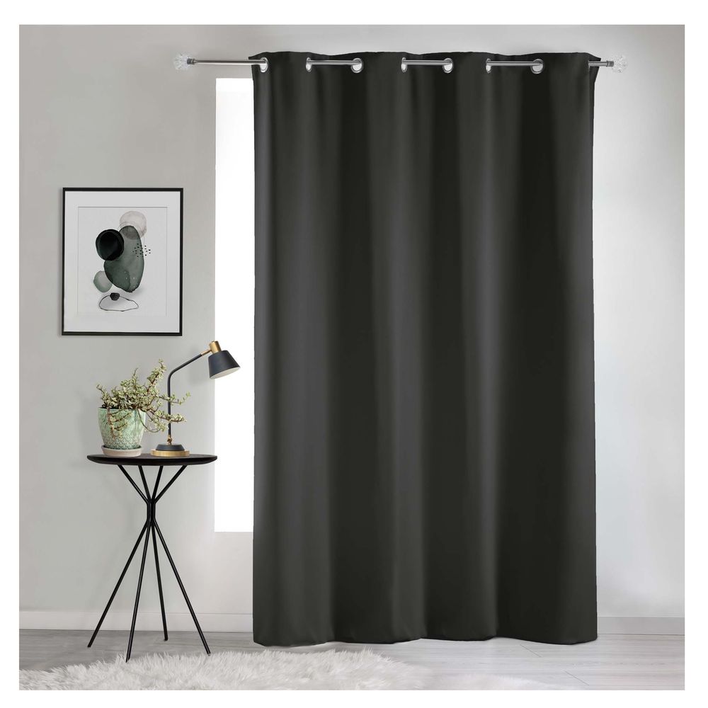 Rideau a oeillets occultant 135 x 240 cm occult charbon