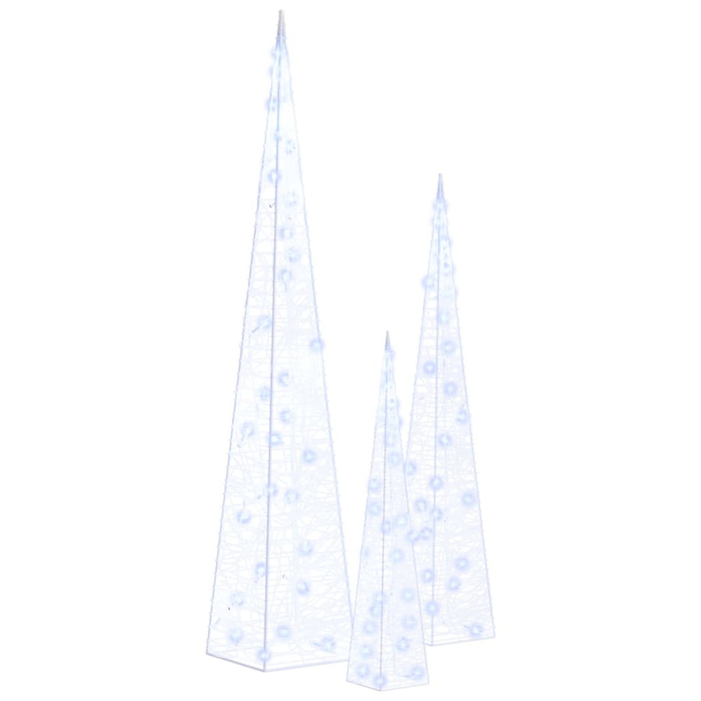 Jeu de cônes lumineux à led acrylique bleu 30/45/60 cm