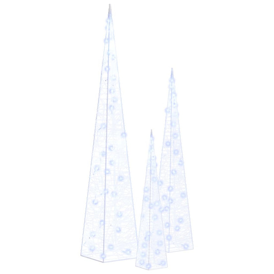 Jeu de cônes lumineux à led acrylique bleu 30/45/60 cm