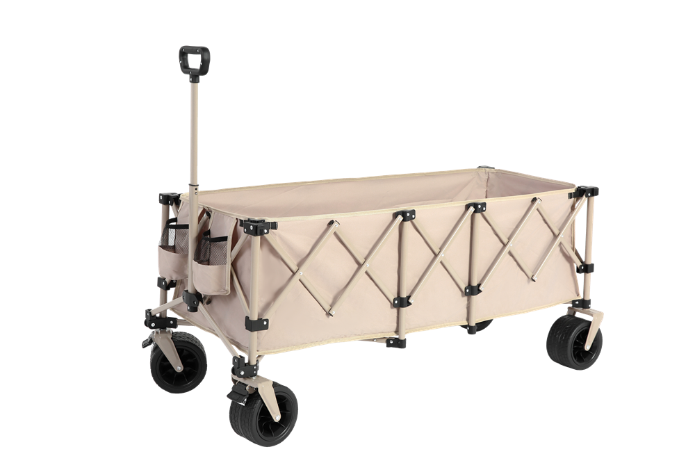 Chariot extensible pliable 100kg, roues tout-terrain, 300l, beige