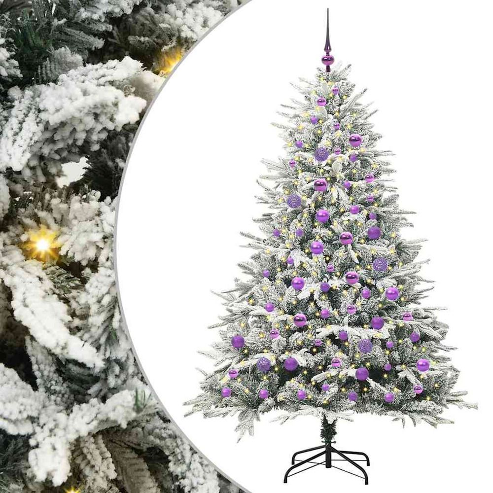 Sapin de noël artificiel pré-éclairé avec set de boules 180 cm