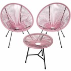 Salon de jardin ensemble table et chaises de jardin rose